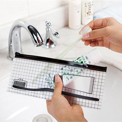 2Pcs/lot PVC Toiletries storage bag Zipper Cartoon Clear Cosmetic Bag Travel Organizer Personality Toiletry Holder Storage Pouch