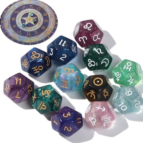 3Pcs/Set Creative Dice 12-Sided Astrology Zodiac Signs Dice For Constellation Divination Toys Entertainment Board Game Dice