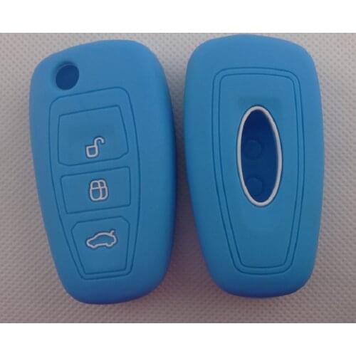 3PC Silicone Key Case Cover For Ford Mustang Fusion Edge Explorer Expedition 2017 2018 2019 Keyless Remote Key Fob Shell