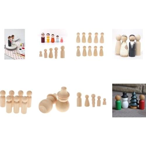 5/10pcs Blank Wooden Peg Doll Bodies People Shapes/Xmas Tree/Angel/Snowmen Cake Topper Decoration DIY Crafts Childs Toy