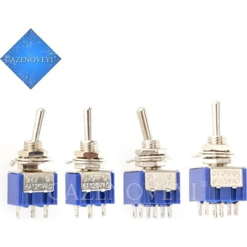 5pcs/lot MTS-102 MTS-103 MTS-202 MTS-203 6A 125V Mini 3/6PIN -OFF/-OFF- Toggle Switches For Switching Lights Motors