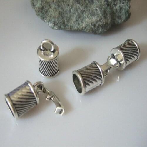 5 Pcs Fashion Jewelry Antique Tone End Caps Of Snap Zinc Alloy Bracelet Clasp For 7mm Round Leather