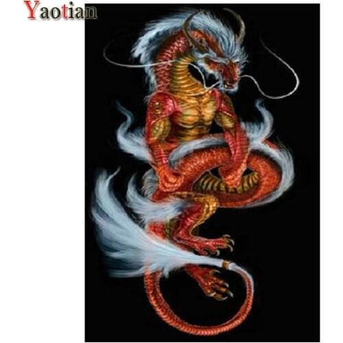 5D Diy Diamond Embroidery full drill Diamond Painting Red dragon Picture Rhinestone Paintings Gift Mosaic Home Decoration