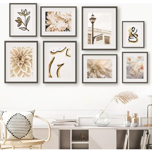 Autumn Dahlia Peony Petal Abstract Body Lines Wall Art Painting Nordic Posters And Prints Wall Pictures For Living Room Decor