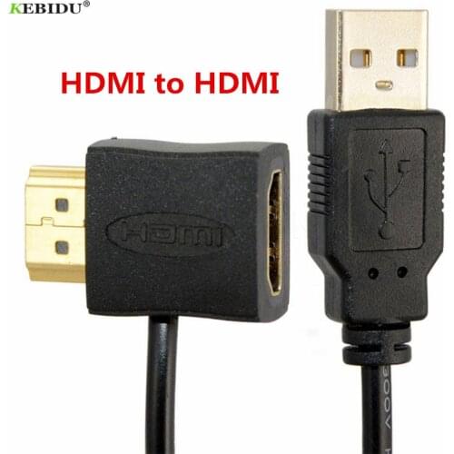 Kebidu HDMI-compatible Cable Male to Female Power Adapter + 50cm USB 2.0 Charger Power Supply Cable adapter