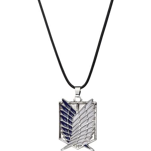 Anime Jewelry Attack On Titan Fashion Cosplay Necklace Investigation Corps Logo Necklace With Rope Chain For Women&Men