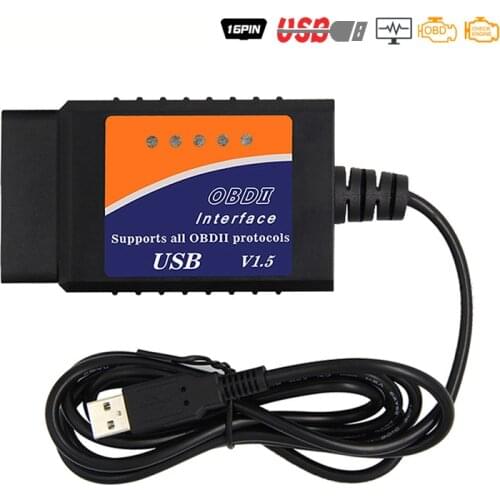 Auto Code Reader OBD/OBDII OBD2 Scanner ELM327 USB Car Diagnostic Tool USB Interface V1.5 Ch340T chip for Engine Fault Code