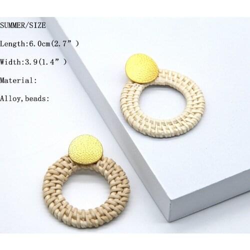Europe America hot women Jewelery, Hemp Hand-knitted Rattan mat weaving accessories drop earrings, 2pairs per lot can mix color