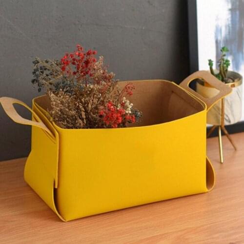 Felt Handle Household Laundry Basket Sundries Foldable Storage Basket Clothes Organizer