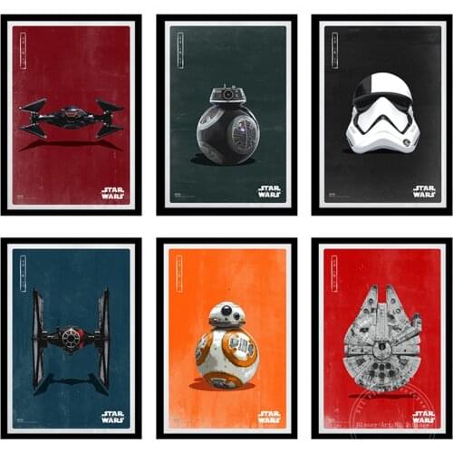 Disney Canvas Art Paintings Star Wars The Force Awakens Cartoon Movie Poster and Print Wall Art Picture Bar Home Decoration