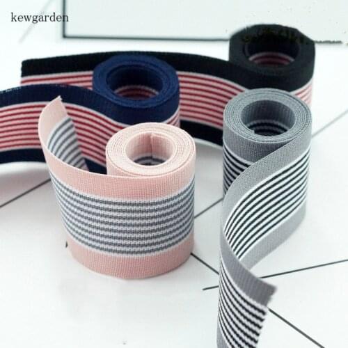 Kewgarden Knitting Stripe Ribbons 1" 1.5" 5/8" 16mm 25mm 38mm DIY Bow Accessories Sarin Ribbon Handmade Tape Webbing 10 Yards