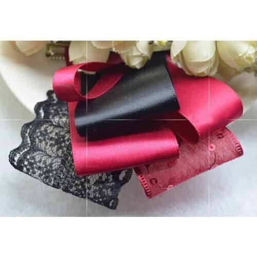 YY 6 patterns Grosgrain Classic Red Black Ribbon Set Fabulous Gorgeous Hairbow Crochet Lace Hair Accessory