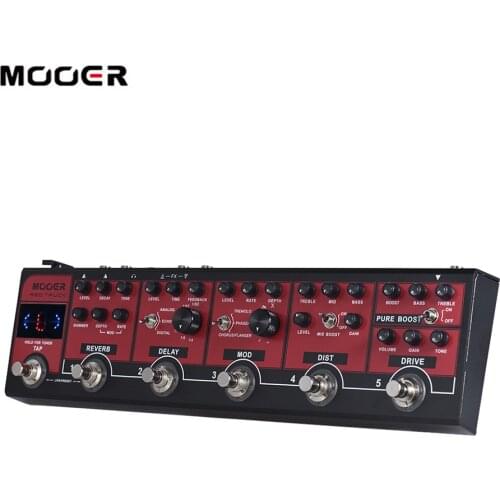 MOOER RED TRUCK 6-in-1 Combined Effect Pedal Boost + Overdrive + Distortion + Modulation + Delay + Reverb Built-in Tuner