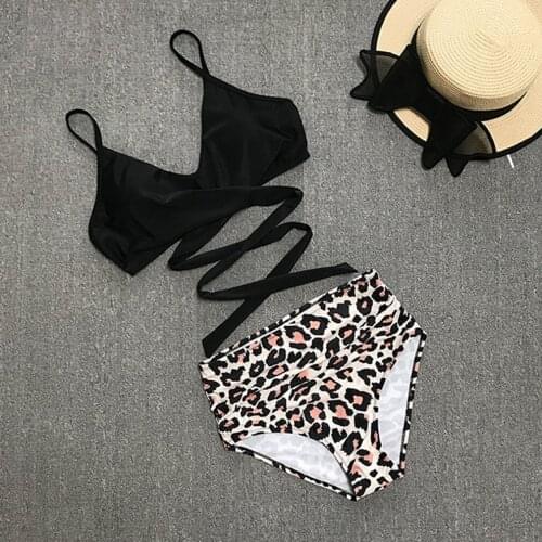 Swimsuit Women High Waisted Bikini 2021 Woman Criss Cross Bikini Set Leopard Print Beachwear Bathing Suit Push Up Swimwear Women