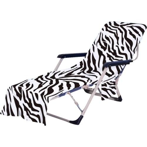 Leopard Microfiber Beach Chair Towel Covers With Pocket for Swim Pool Outdoor Sunbathing Summer Holiday Beach Lounger Chair Mat