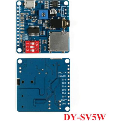 Voice Playback Module DY-SV5W MP3 Voice Module Board WAV Decoding Trigger MP3 Playback Serial Control For Arduino