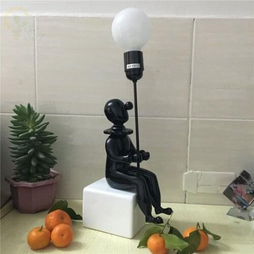 Nordic Creative Clown Led Table Lamp Loft Style Resin Ceramics Cartoon Table Lights Children Room Living Room for Home Lighting
