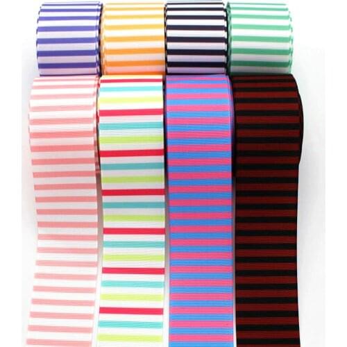 New 1-1/2 38mm horizontal stripe ribbon 10 yards DIY handmade materials headdress bow cake packaging colorful grosgrain