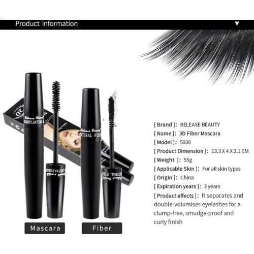 New 20021 3D Fiber Lash Mascara Thick Curling Lengthening Combination Black Pipe Waterproof Smudge Proof Mascara Tool Makeup