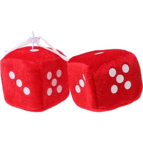 2021 New 1 Pair Fuzzy Dice Dots Rear View Mirror Hanger Decoration Car Styling Accessorie