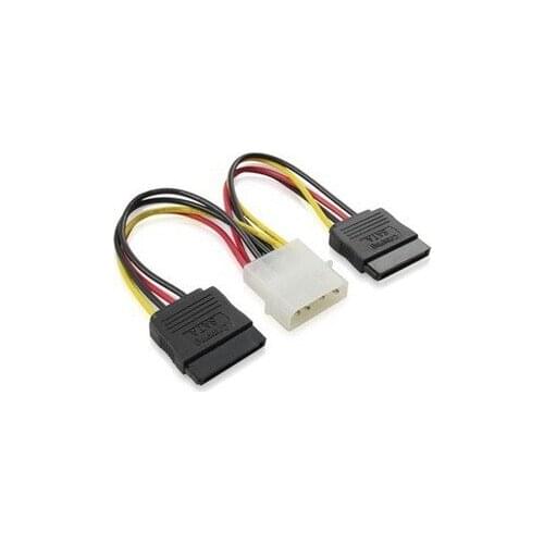 NEW 4Pin power connector to 2 ports Serial ATA SATA HDD Power Adapter Cable