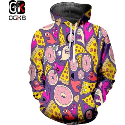 OGKB Hoodies Sweatshirts Homme New Hooded Dessert 3D Hoodies Print Sandwich donut Funny Plus Size Clothes For Men Winter Hoodie