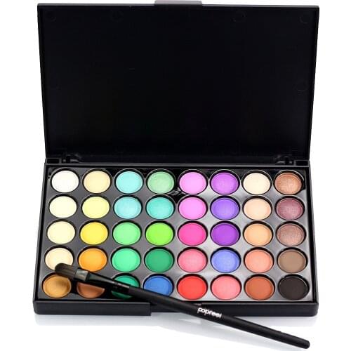 40 Color Makeup Eyeshadow Pallete Makeup Brushes Shimmer Pigmented Eye Shadow Palette Mini MakeUp Palette Maquillage Eye Glitter
