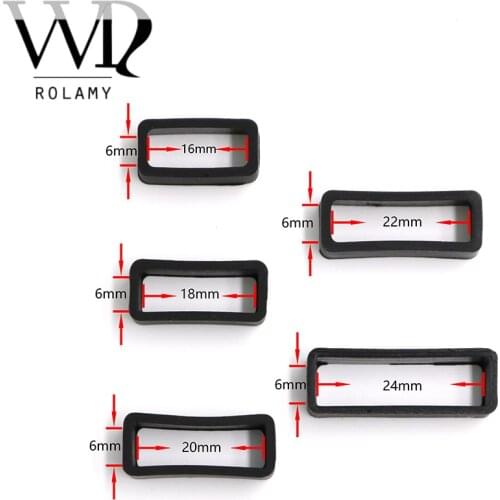 Rolamy 1pc 16 18 20 22 24mm Silicone Rubber Loops Replacement Accessories Holder Locker For Wrist Watch Straps Bracelet Band