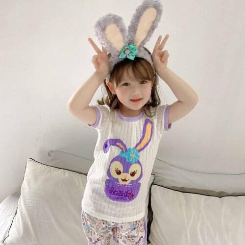 Kids Stellalou Pajamas Girls Pyjamas New Summer Cotton Kids Disney Clothes Set Short Sleeve Clothes Sets Childrens Sleepwear