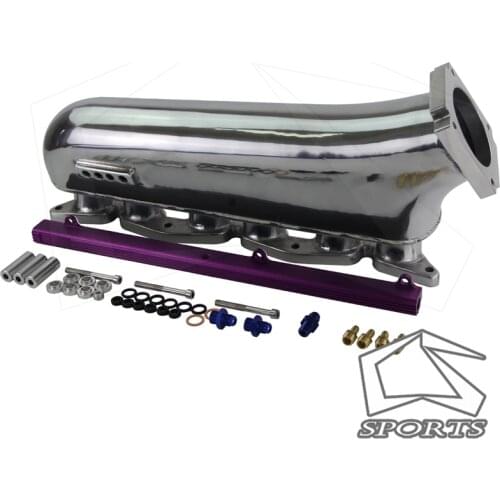 For Supra 1JZ 1JZGTE polished Intake Manifold + top feed fuel rail purple