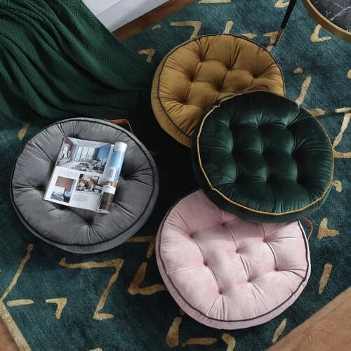 Portable Velvet Futon Round Seat Cushion Solid Colors Soft Home Chair Cushions Floor Mat Sofa Bedding Seat Cushions Decorative