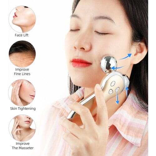 3D Roller Face Massager Y-Shape Massage 360 Rotate MicroCurrent Skin Lifting Slimming Wrinkle Remover Machine Massager for Face