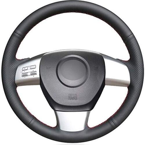 Hand-stitched Black Genuine Leather Car Steering Wheel Cover for Mazda 6 (US) 2009-2010 Mazda 8 2011-2015 CX-9 CX9 2007 2008