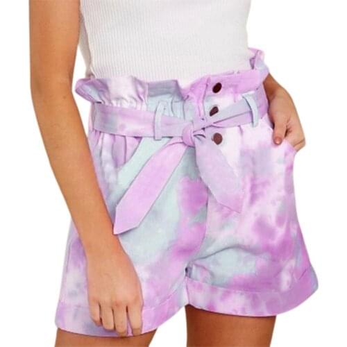 Beach Shorts Women Shorts Wide Leg Tie-dye Shorts Gorgeous Various Styles Frill Waist Spring Women Fashion Shorts for Summer