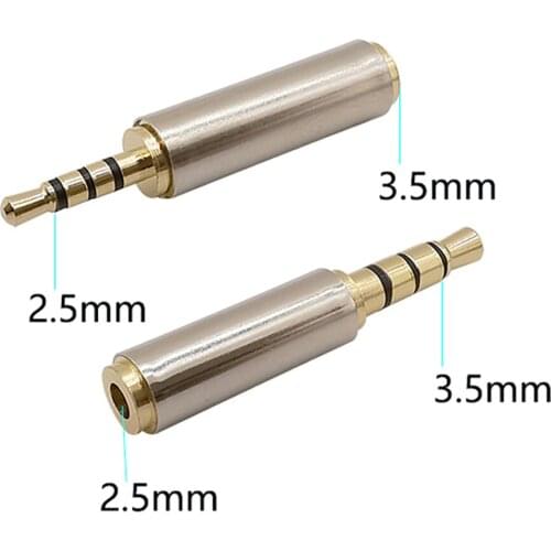 2Pcs 3.5mm Jack to 2.5mm Plug Audio Connector 2.5mm Male to 3.5mm Female Stereo Headphone Mic Converter Adapter