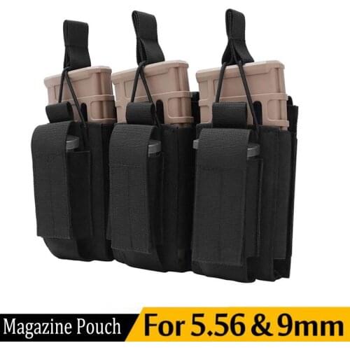 Tactical 9mm 5.56mm Molle Magazine Pouch Double/Triple Rifle Pistol Mag Pouch for M4 M14 M16 AK AR G2C Glock Open-Top Mag Bag