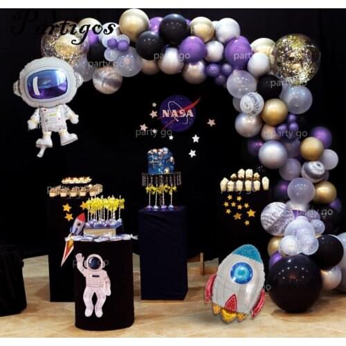 98pcs/lot Outer Space Party Astronaut Balloon Rocket Foil Balloon Arch Garland Theme Party Boy Kids Birthday Decor Helium Global