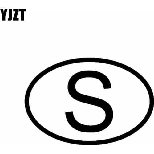 YJZT 14.1CM*9.5CM S Sweden Country Code Oval Car Sticker Vinyl Decal Black Silver C10-01286