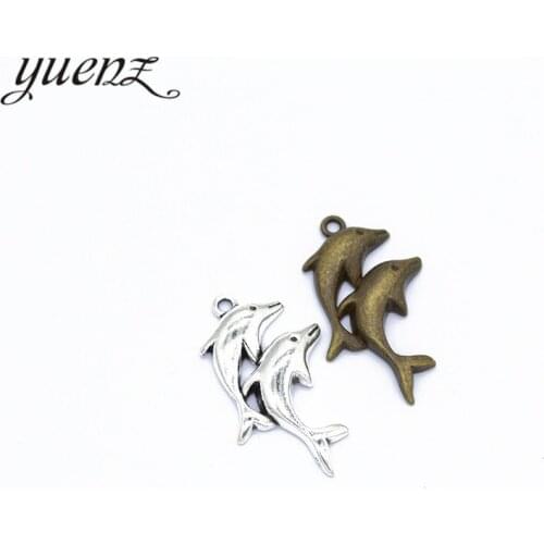 YuenZ 10 pcs 2 color Antique Silver color dolphin Charms Zinc Alloy necklace,earring bracelet jewelry DIY handmade 34*24mm D770