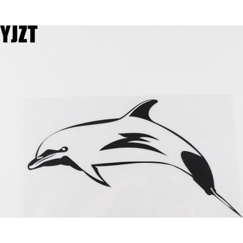 YJZT 16.7CMX9.3CM Funny Jumping Dolphin High Quality Vinyl Car Sticker Black /Silver 13C-0241
