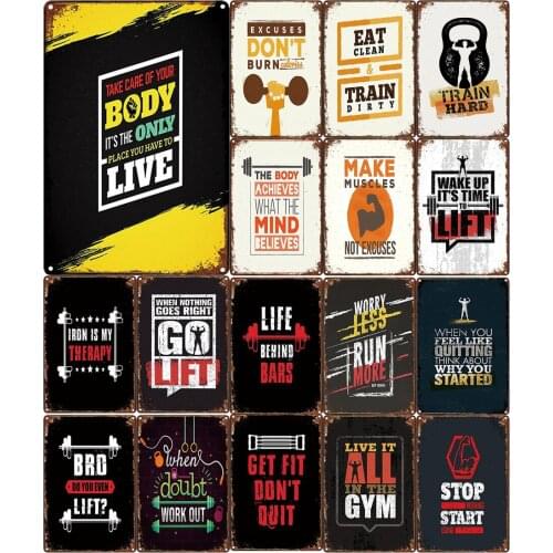 Take Care of Your Body Vintage Metal Plaques Worry Less Run More Stop Wishing Start Doing for Gym Bar Wall Stickers Decoration