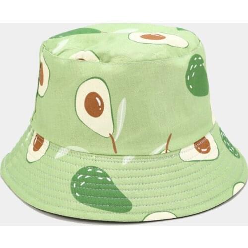 Spring Summer Sunshade Womens Bucket hat Mens Cap Double-Sided Fruit Print Outdoor Travel Beach Sunscreen Parent-Child Hat
