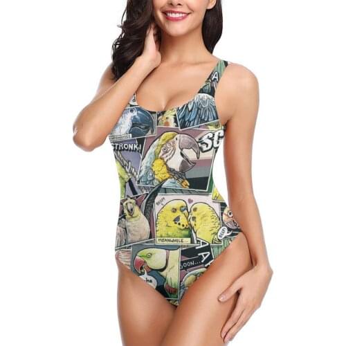 Women 2021 sexy Bikinis Parrots Comic Style Women Swimsuit One Piece womens top R336 Women Beach wear