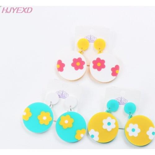 1pair) ER1100-35mm Acrylic Flower Earrings Cute For Girl Pink Yellow Summer