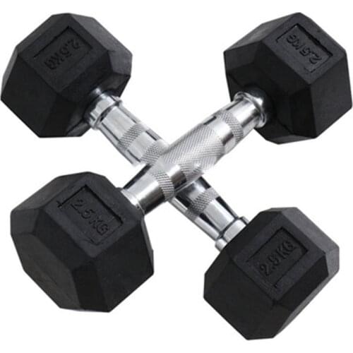 2.5kg rubber hexagonal dumbbells, suitable for gym unisex home fitness training arm muscle fitness fitness equipment