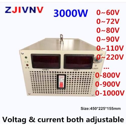 3000W Switching power supply output 24v 36v 300v 400v 500v 600v 700v 800v 1000v current &voltage both adjustable AC-DC smps