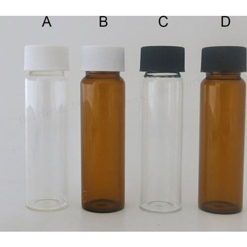 300 X 40ML Amber Clear Empty Glass Bottles with White Black Lids for Essential Oil Use. Cosmetic Containers Vials