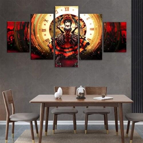 5 Piece HD Anime Girl Pictures Tokisaki Kurumi DATE A LIVE Poster Animation Art Canvas Paintings for Home Decor