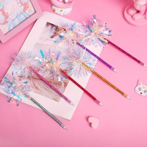 8Pcs 8 Colors Shining Rainbow Color Silk Ribbon Ballpoint Pen School Writing Supplies Student Stationery Ball Pen Girls Gift