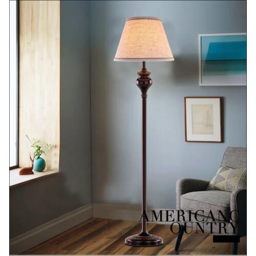 Black Iron Fabric Lampshade Wire Floor Lamps American Retro Floor Lamp110 240V Livingroom Residential Lighting